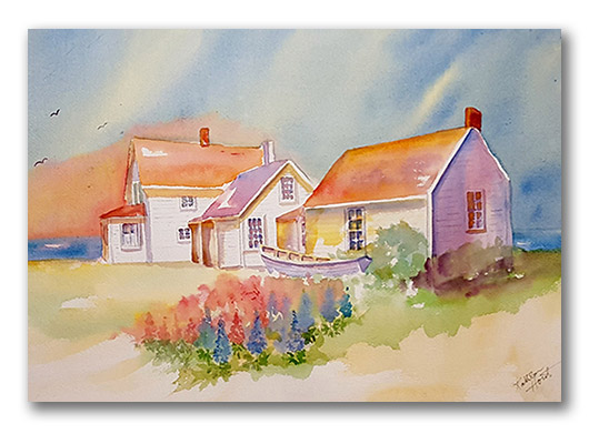 Kathleen Horst watercolor, "The Keeper's House — Monhegan"