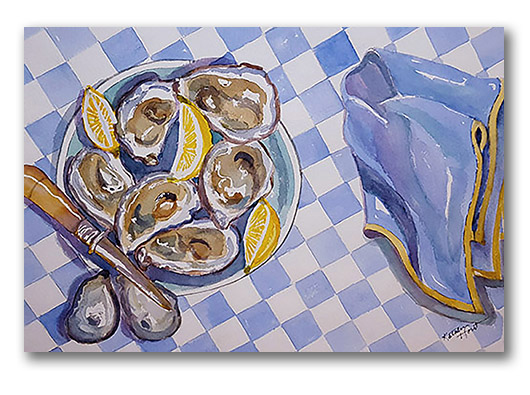 Kathleen Horst watercolor, "Oysters"
